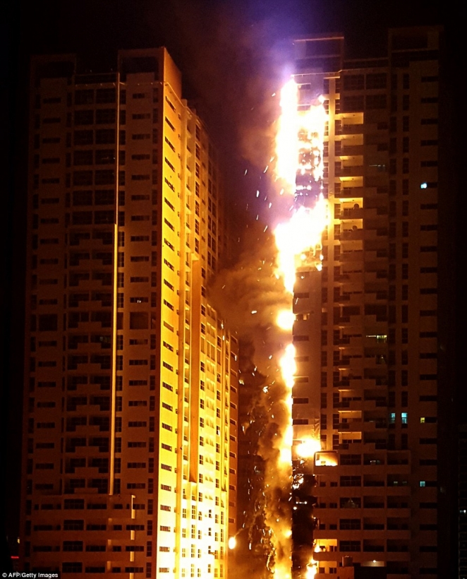 JAUNĀKIE FOTO/VIDEO no ugunsgrēka Dubaijas debesskrāpju kompleksā (Attēls 2)