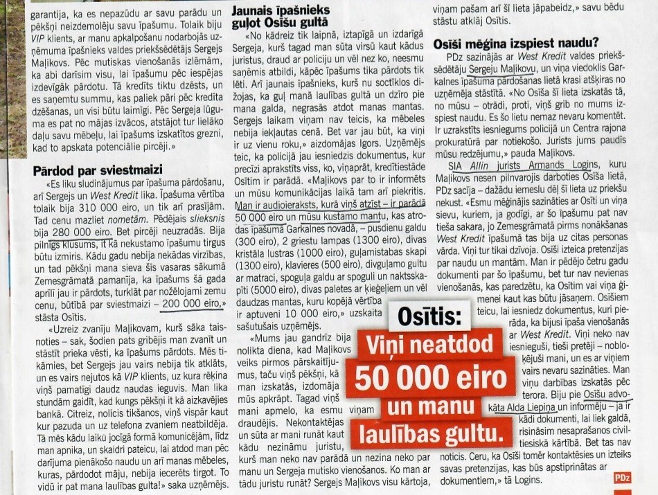 Skandalozi. Pēc uzņēmēja sūdzības sākta resoriskā pārbaude par iespējamu kredītkompānijas West Kredit krāpniecisku rīcību (Attēls 3)