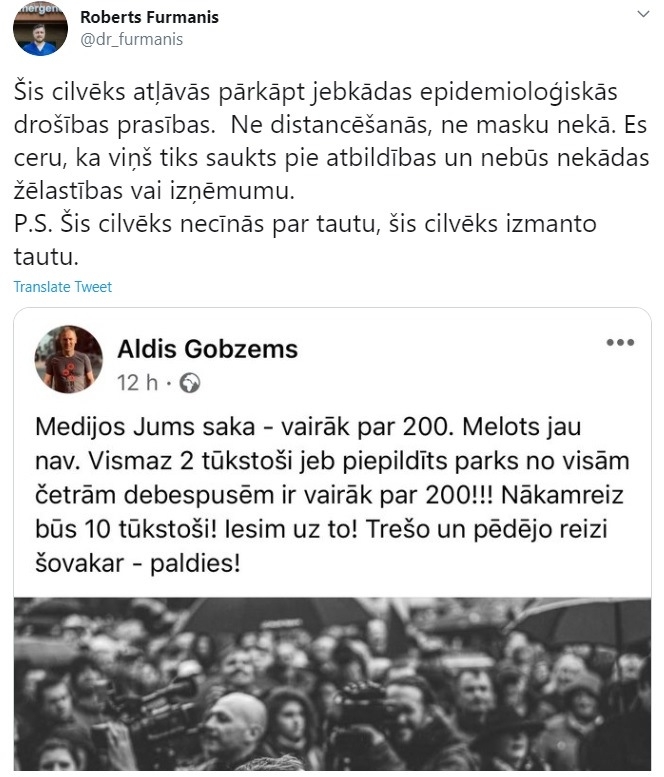 Tūkstoš cilvēku un pat bučošanās! Ārstu līderis aicina sodīt Gobzemu par bezatbildīgu tautas pakļaušanu saslimšanai (Attēls 1)