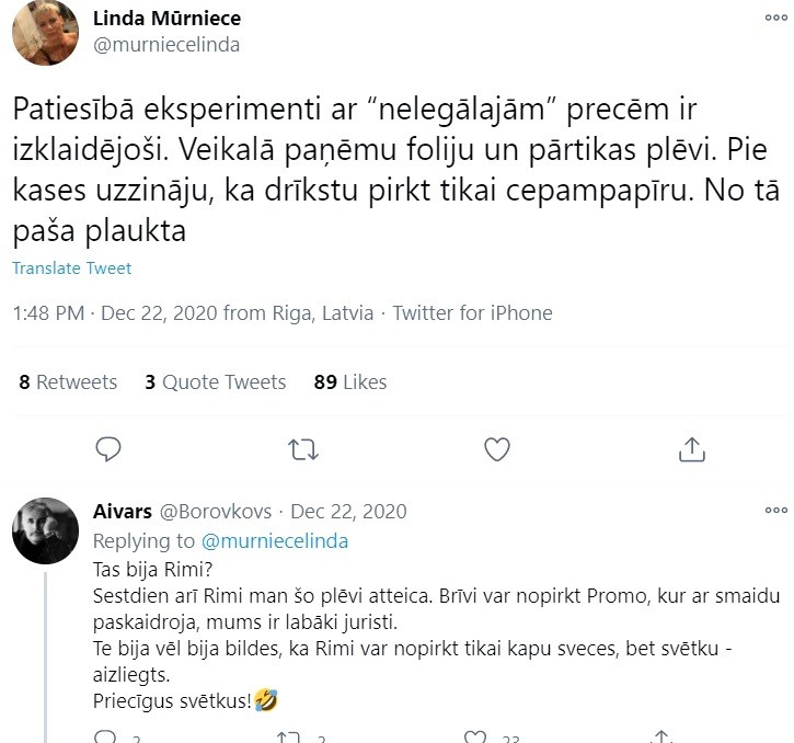 Linda Mūrniece cenšas tikt pie aizliegtām precēm (Attēls 0)