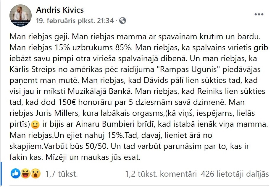 Kivičs uzklūp Laurim Reinikam un citiem Latvijas gejiem: Man riebjas geji! (Attēls 0)
