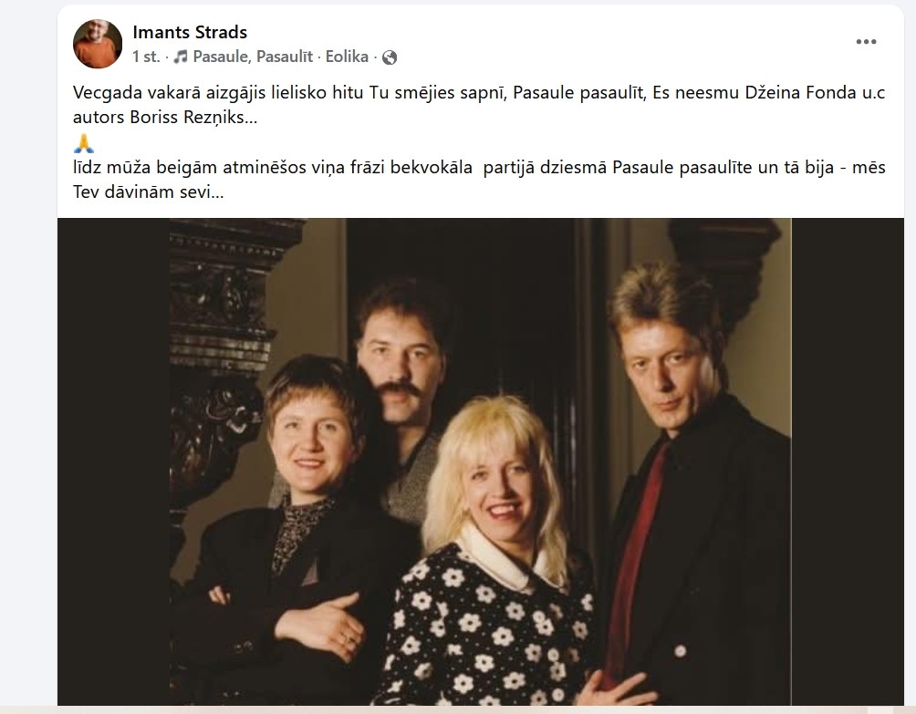 „Pasaule, pasaulīt”... Mūžībā aizsaukts EOLIKAS dibinātājs un vadītājs, izcilais komponists Boriss Rezņiks (Attēls 0)